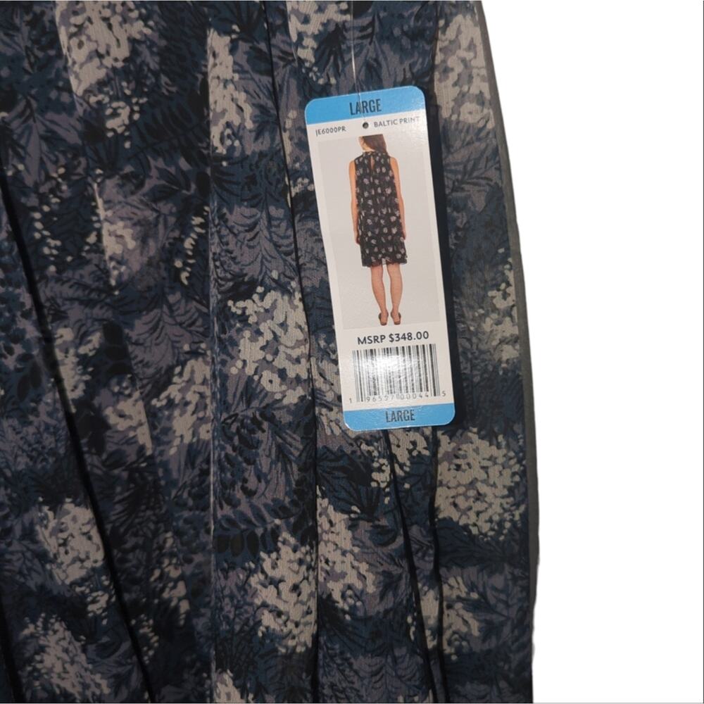 NWT Joie Sheer Overlay Sleeveless Blue Baltic Print Mini Dress Size Large