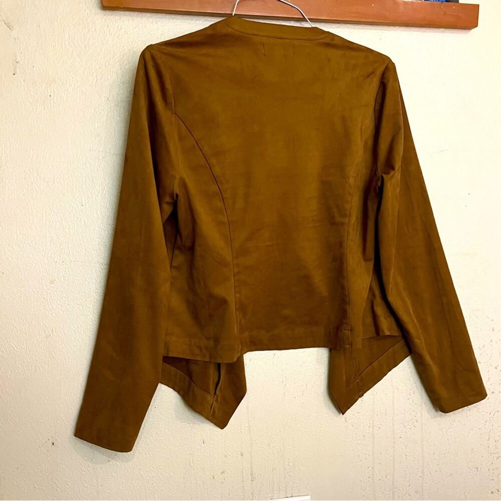NWOT Torrid Faux Suede Layered Drape Open Front Jacket Tan Size 0/US 12-14