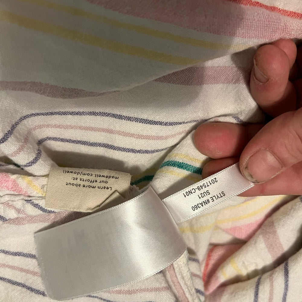 Madewell Linen Blend Daily Shirt in Rainbow Stripe Size Small