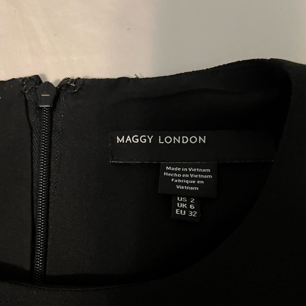 Maggie London Catalina Flutter Sleeve Black Dress size 2