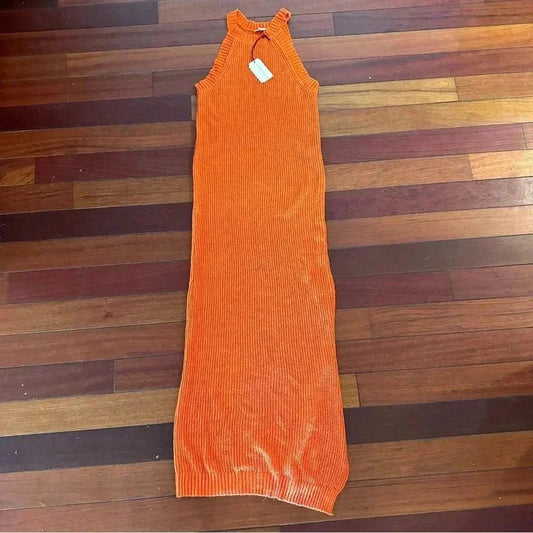 Womens Knit Rust Orange Sweater Dress size L