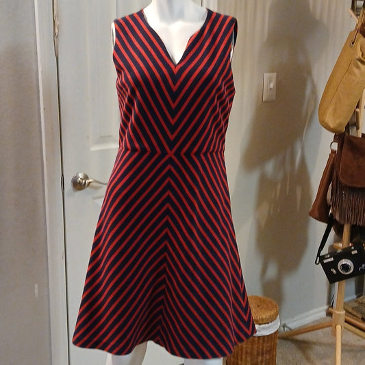Elizabeth McKay Striped Sleeveless A-Line Dress Size L
