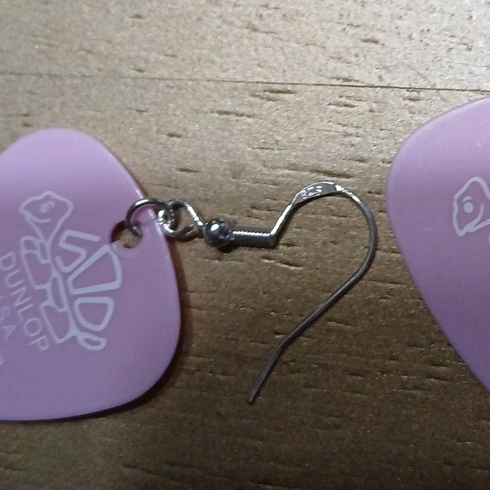 Pink Jim Dunlop.45 mm Guitar Pick Drop Earrings Handmade