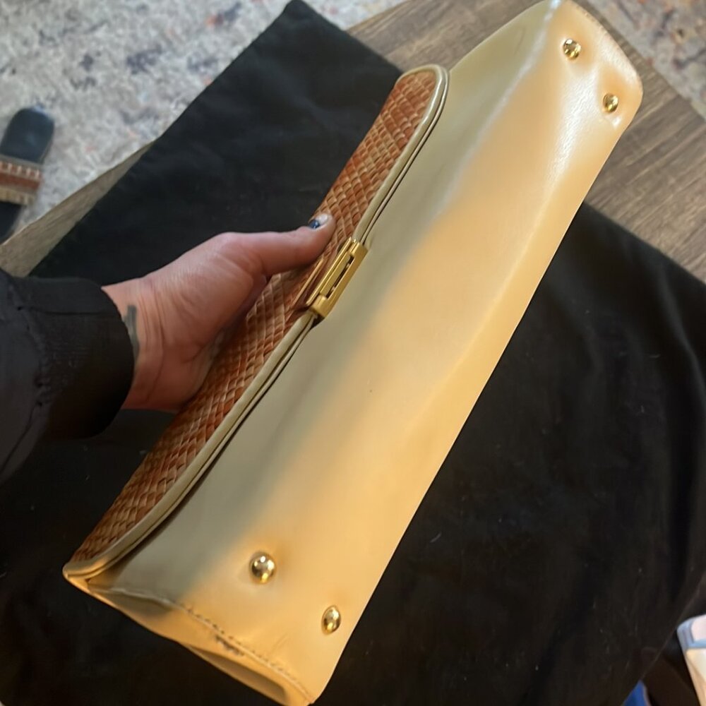 Authentic Vintage Jane August Patchwork Italian Leather Clutch RARE