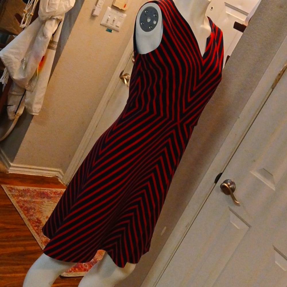 Elizabeth McKay Striped Sleeveless A-Line Dress Size L