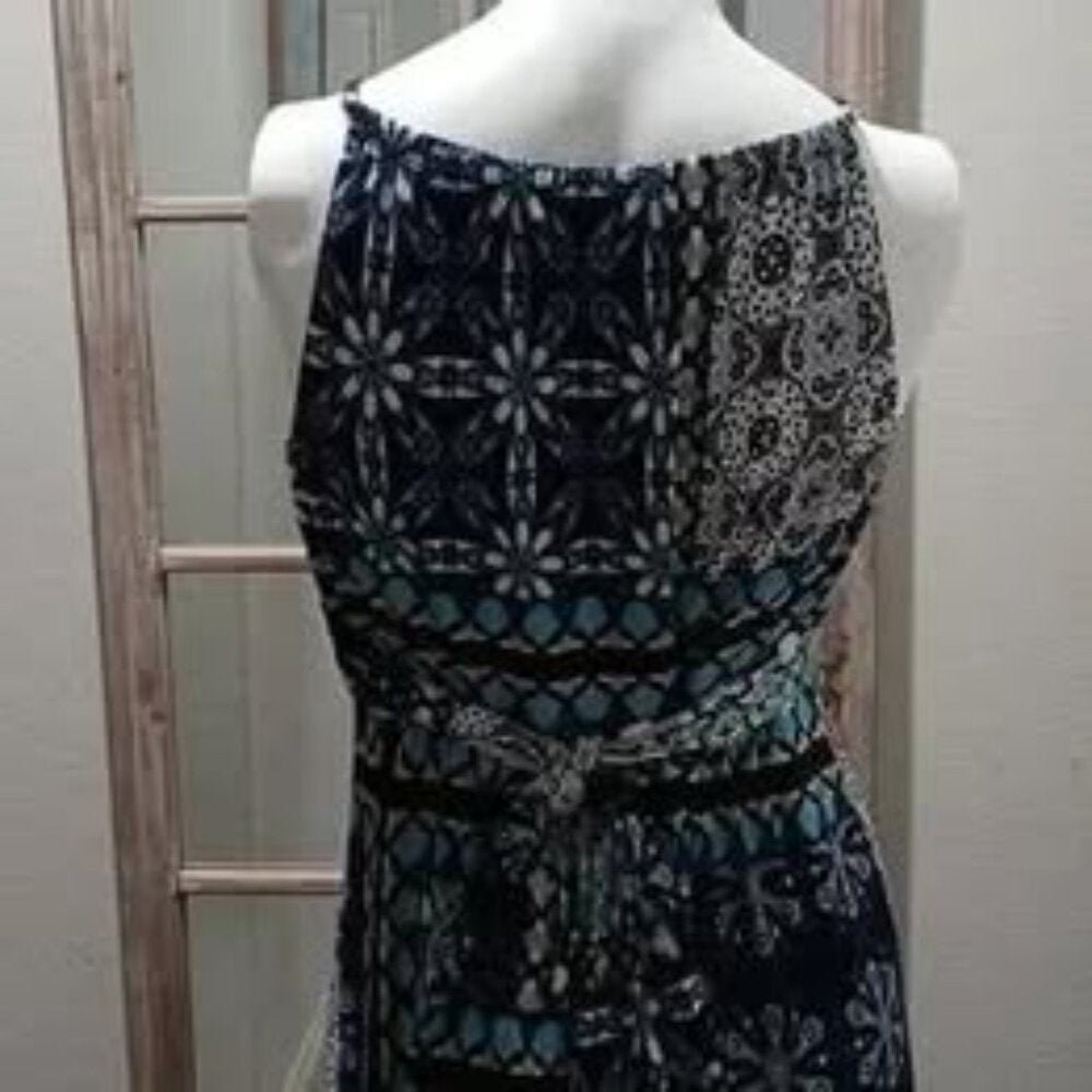 Vintage Sheri Martin New York Women's Maxi Dress Tie-Back Blk Braided Straps S