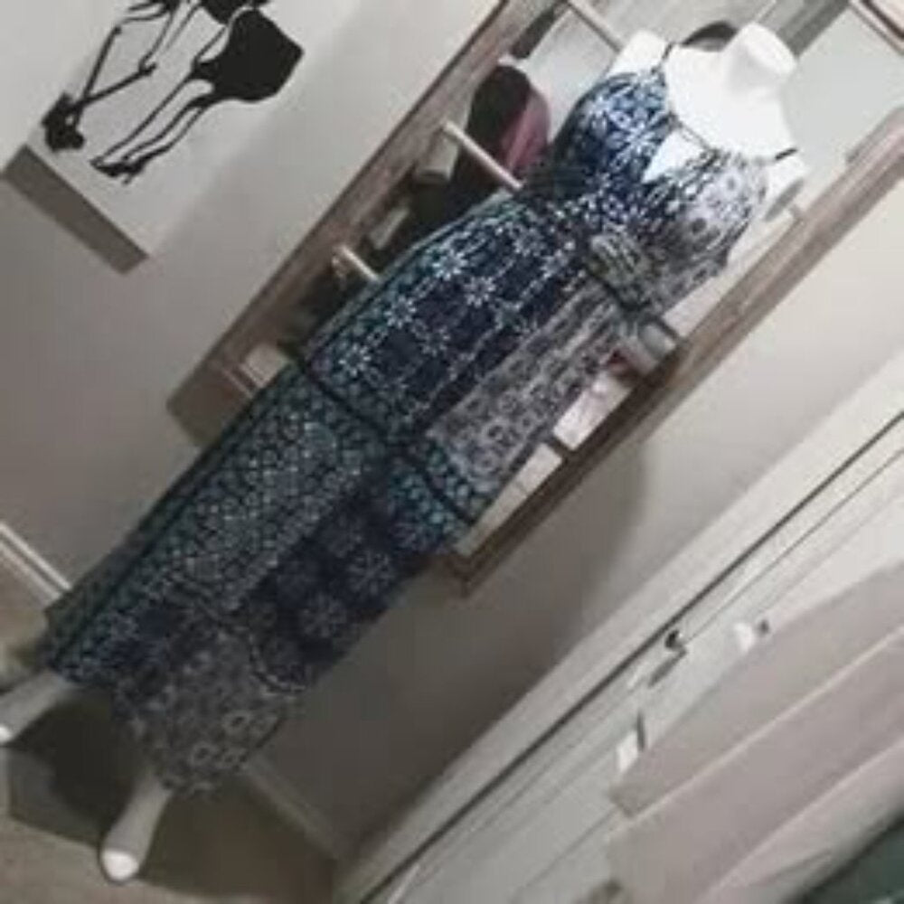 Vintage Sheri Martin New York Women's Maxi Dress Tie-Back Blk Braided Straps S