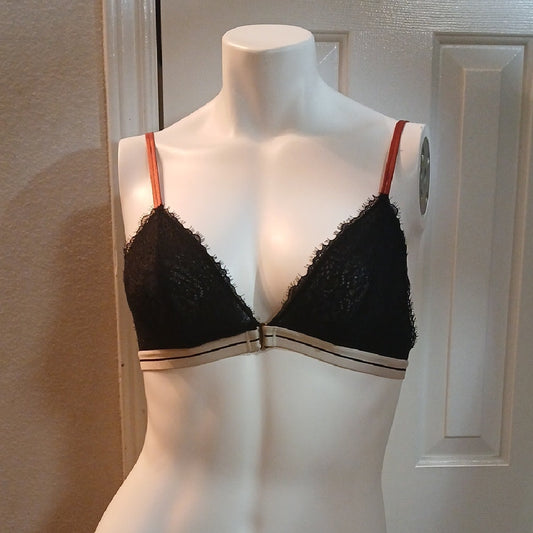 Source Unknown Black and Tan Lace Bralette