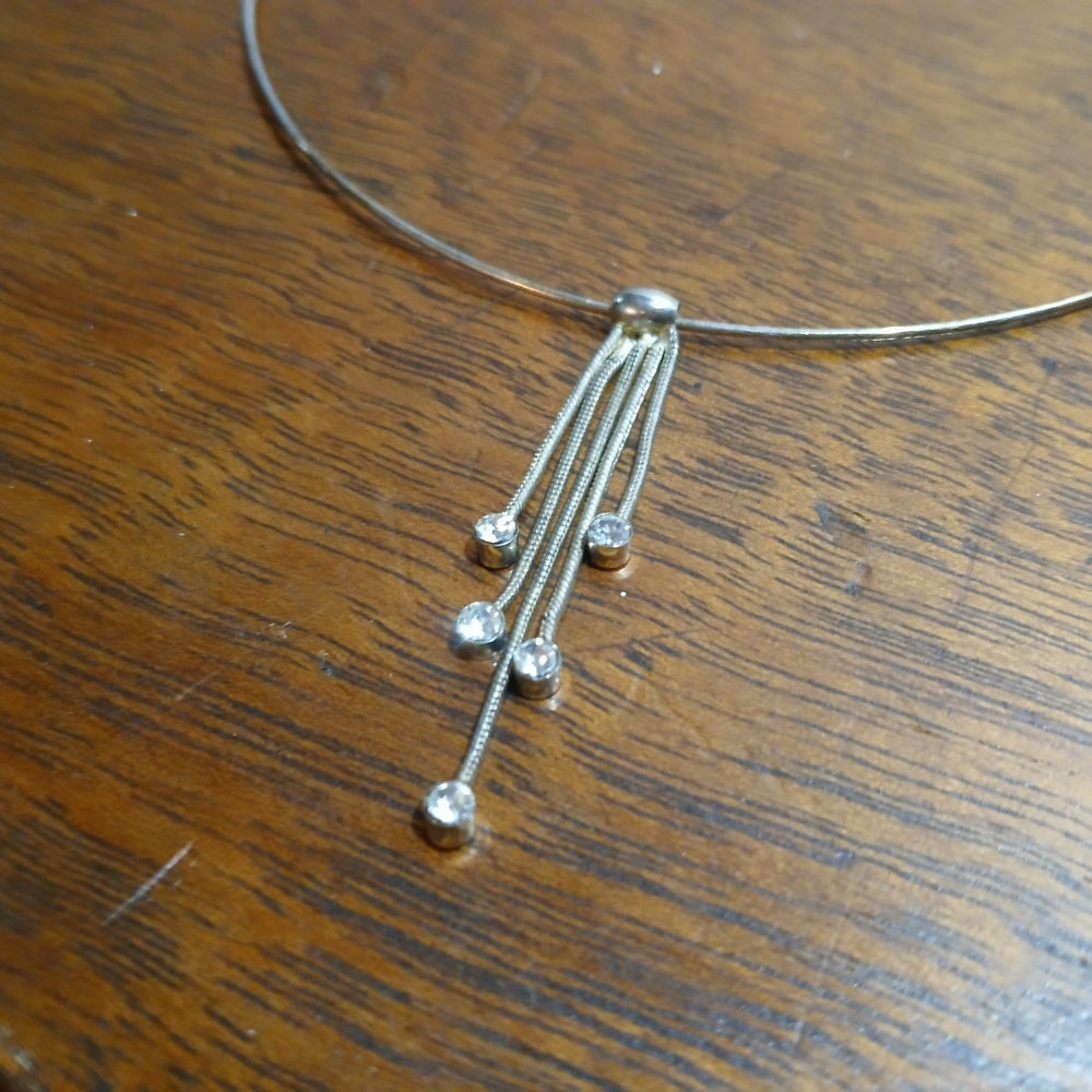 Elegant Vintage Silver Choker with Tassel Design 15" Adjustable