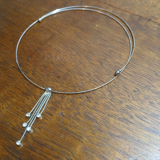 Elegant Vintage Silver Choker with Tassel Design 15" Adjustable