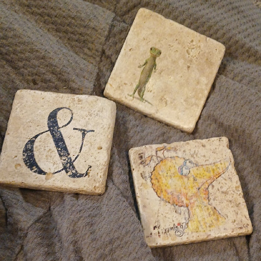 Handmade Decorative Stone Coasters Set - Beige