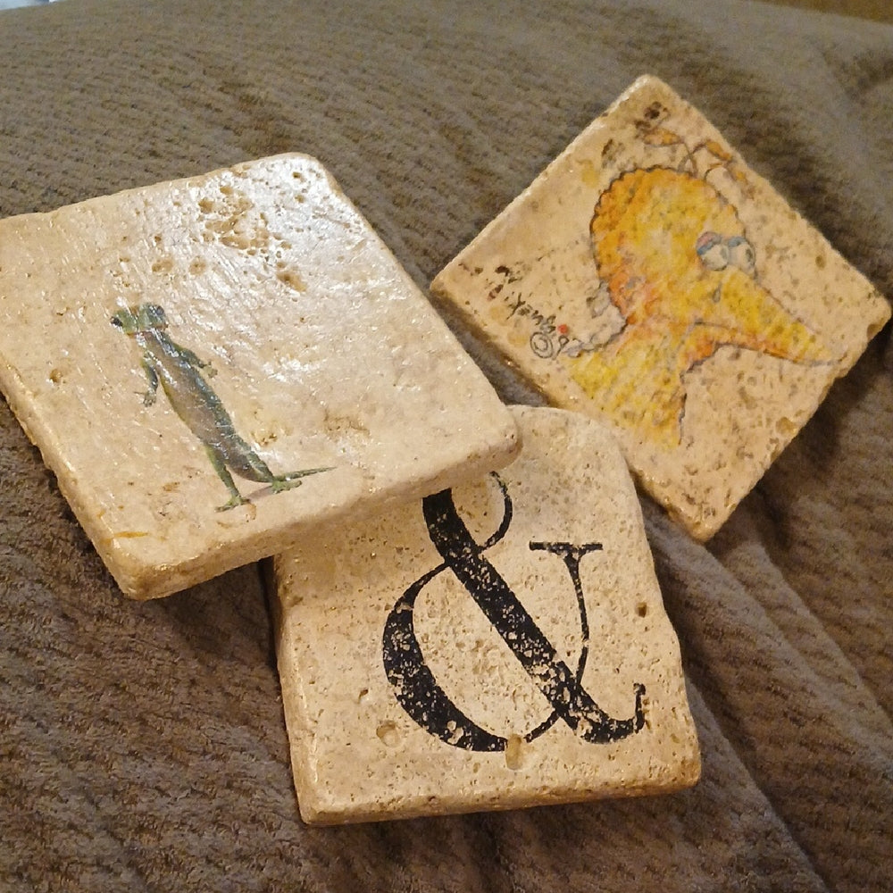 Handmade Decorative Stone Coasters Set - Beige