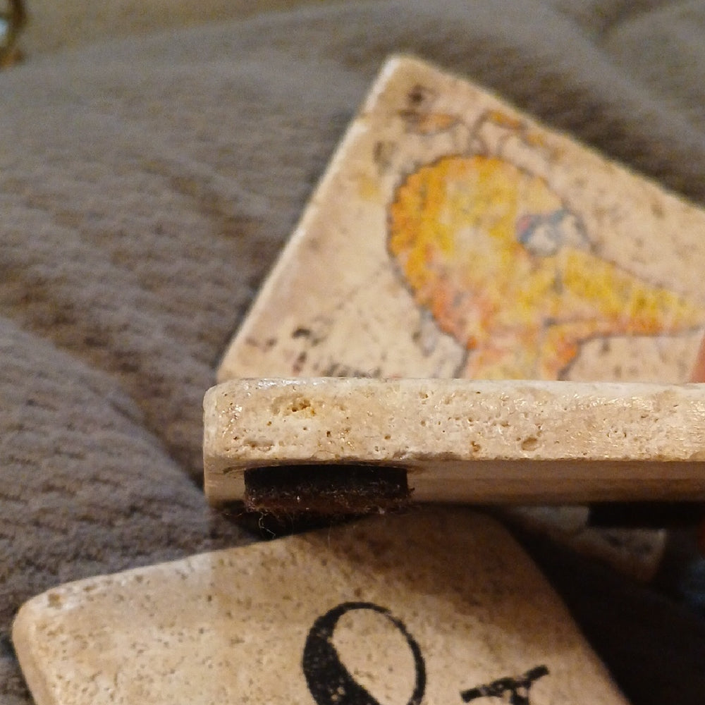 Handmade Decorative Stone Coasters Set - Beige