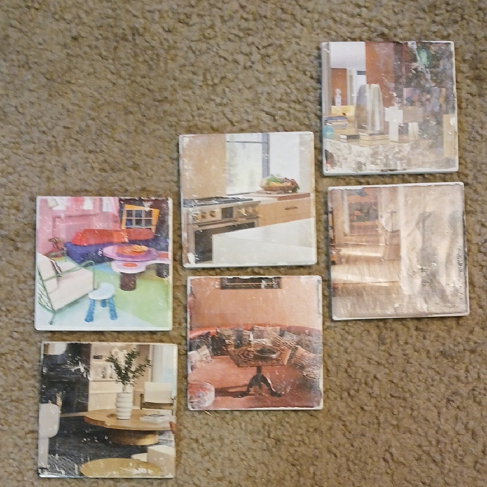 Hand Crafted Artistic Retro MCM Coasters - Multicolor Set (6)