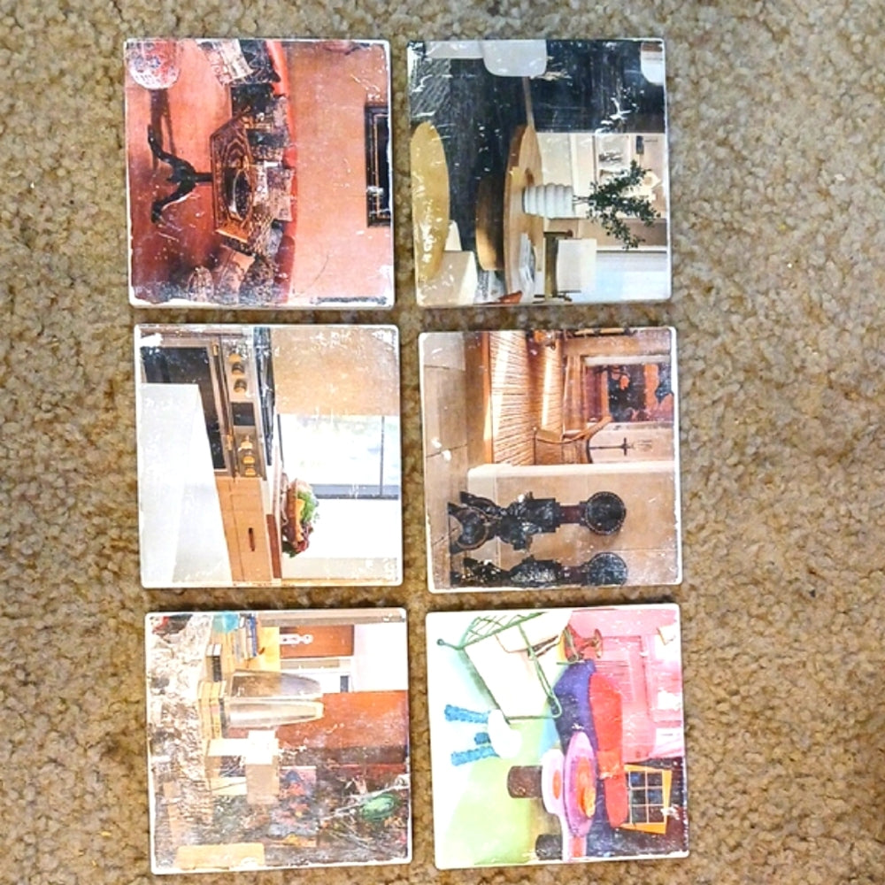 Hand Crafted Artistic Retro MCM Coasters - Multicolor Set (6)