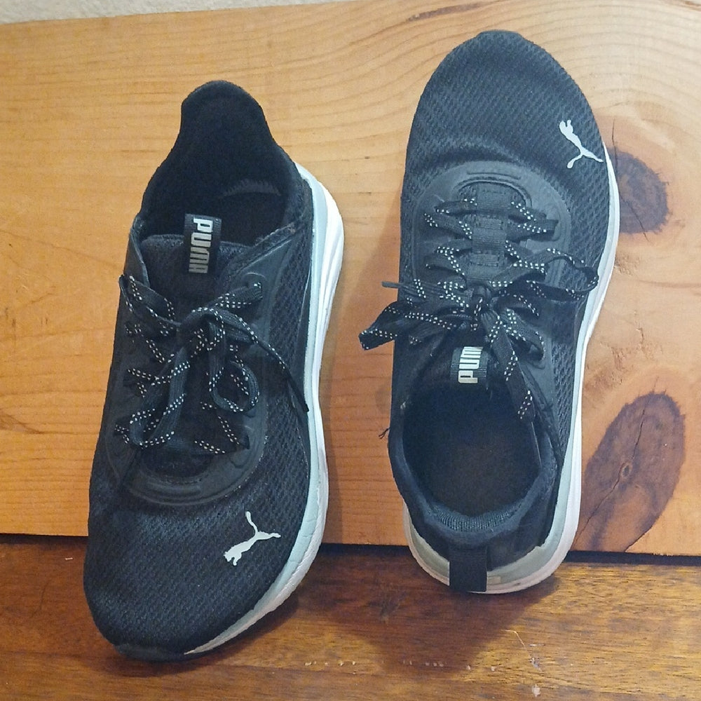 Puma Black & Light Blue Mesh Sneakers with White Sole US 7.5