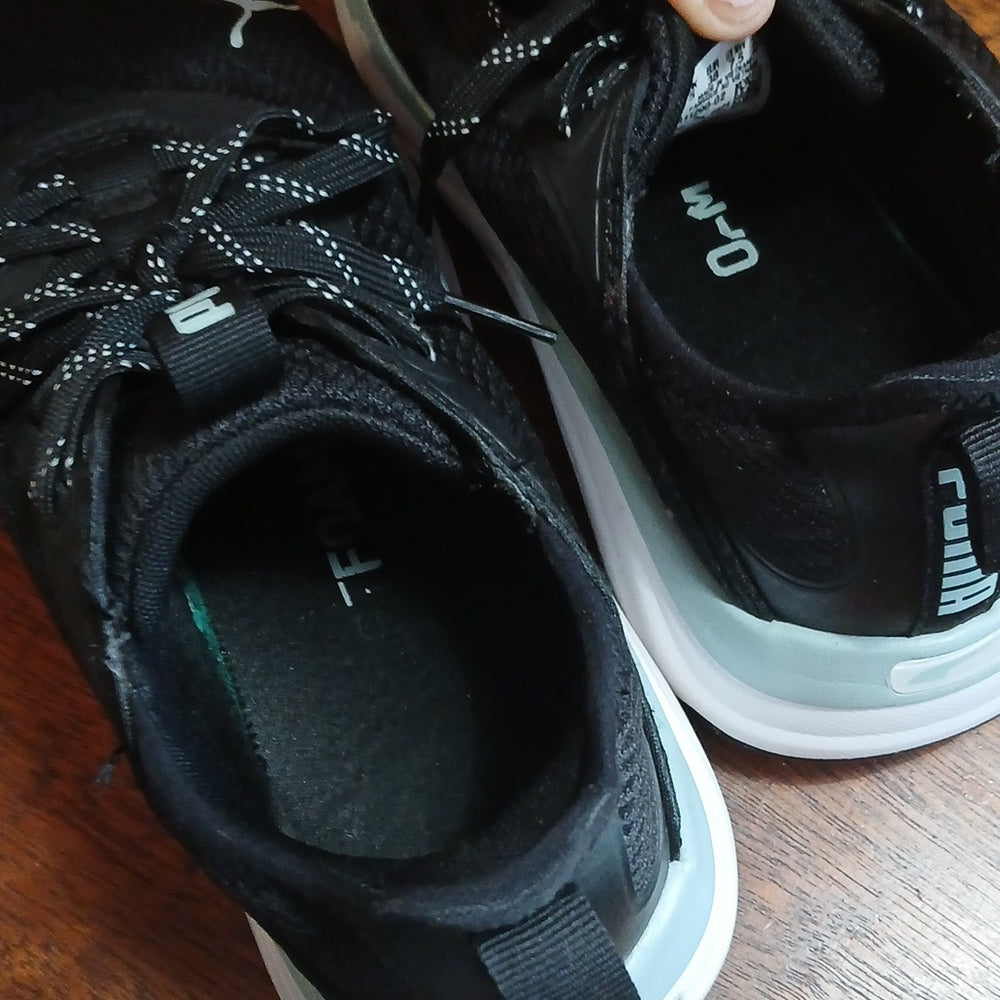 Puma Black & Light Blue Mesh Sneakers with White Sole US 7.5