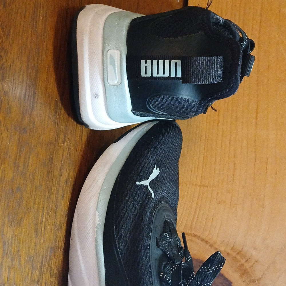 Puma Black & Light Blue Mesh Sneakers with White Sole US 7.5