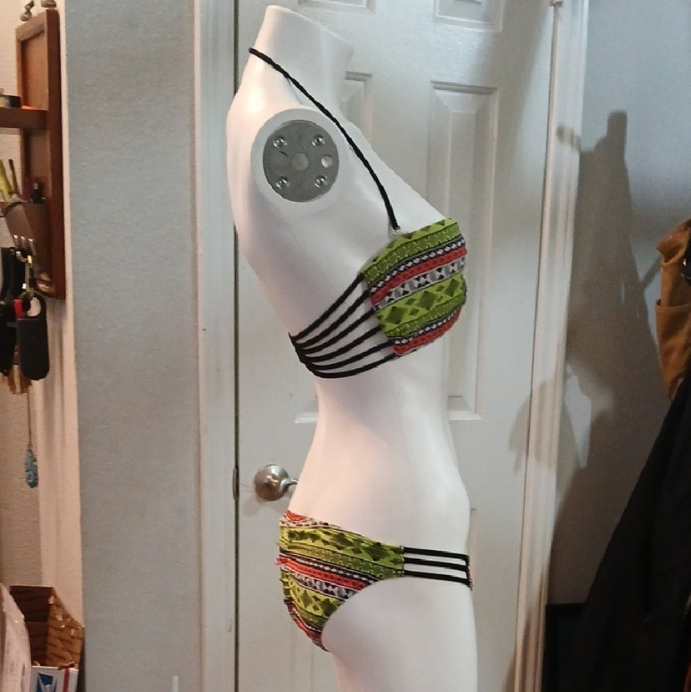 Green Patterned Bikini Set