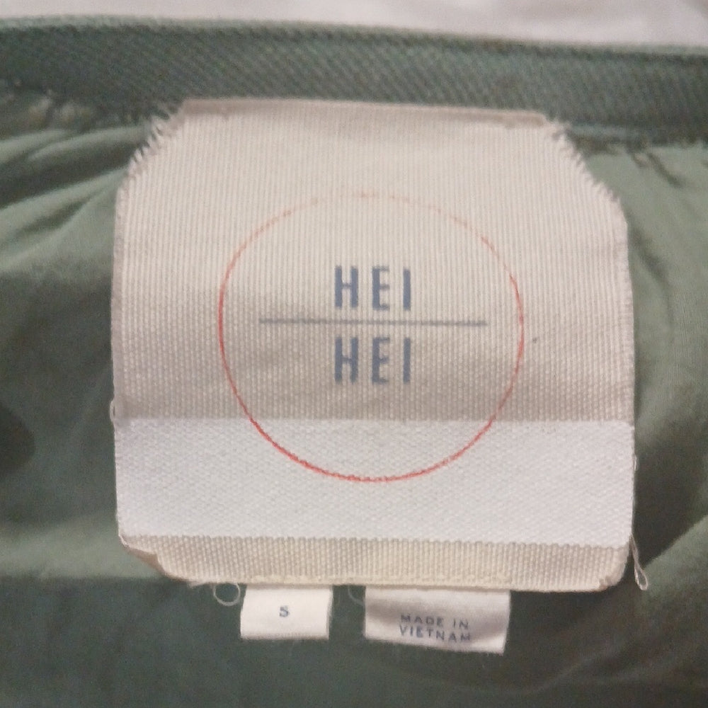 Anthropologie Hei Hei Hilltop Cotton Linen BIend Sage Green Bomber Jacket Size S