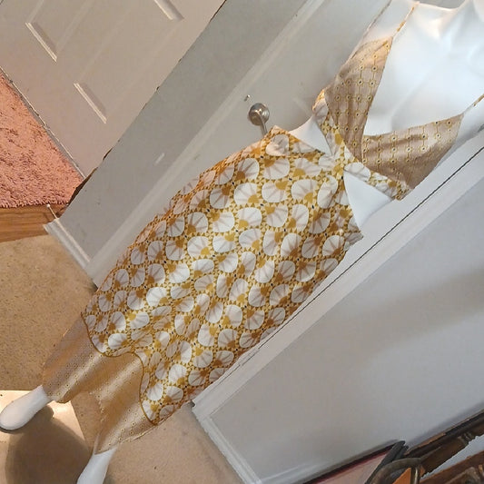 House of Harlow 1960 Gold and Cream Geometric Dress size Large