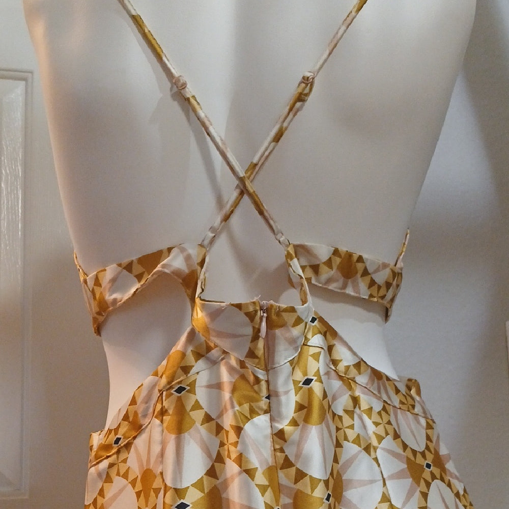 House of Harlow 1960 Gold and Cream Geometric Dress size Large