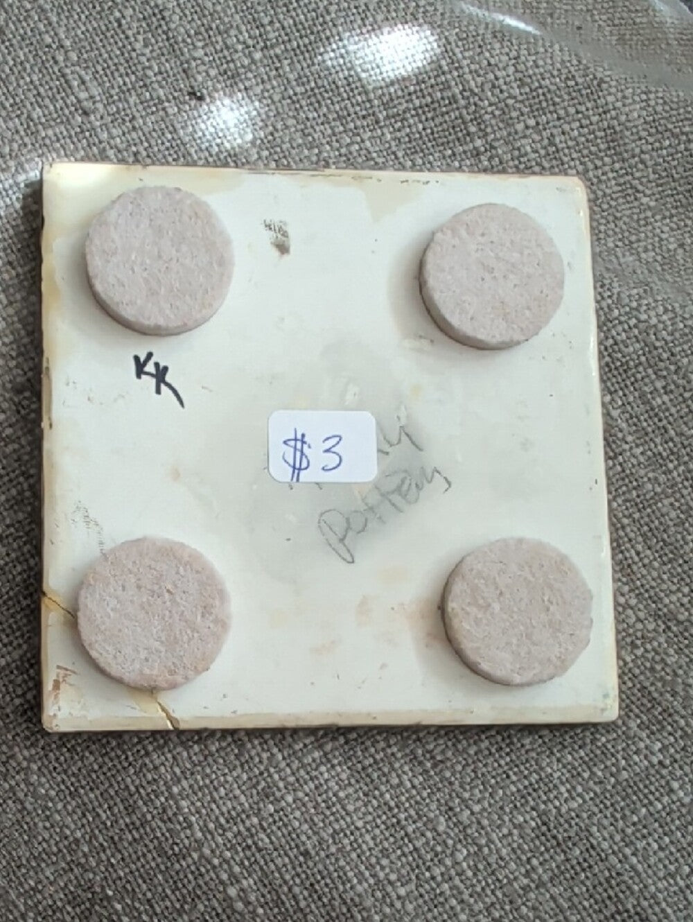 Vintage Mid-Century Chair Art Tile Coaster- Brown & Cream Handcrafted