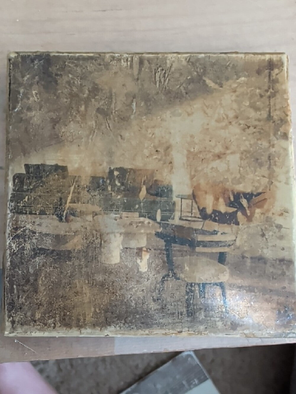 Vintage-Inspired Brown & Tan Abstract Home Art Coaster - Handcrafted