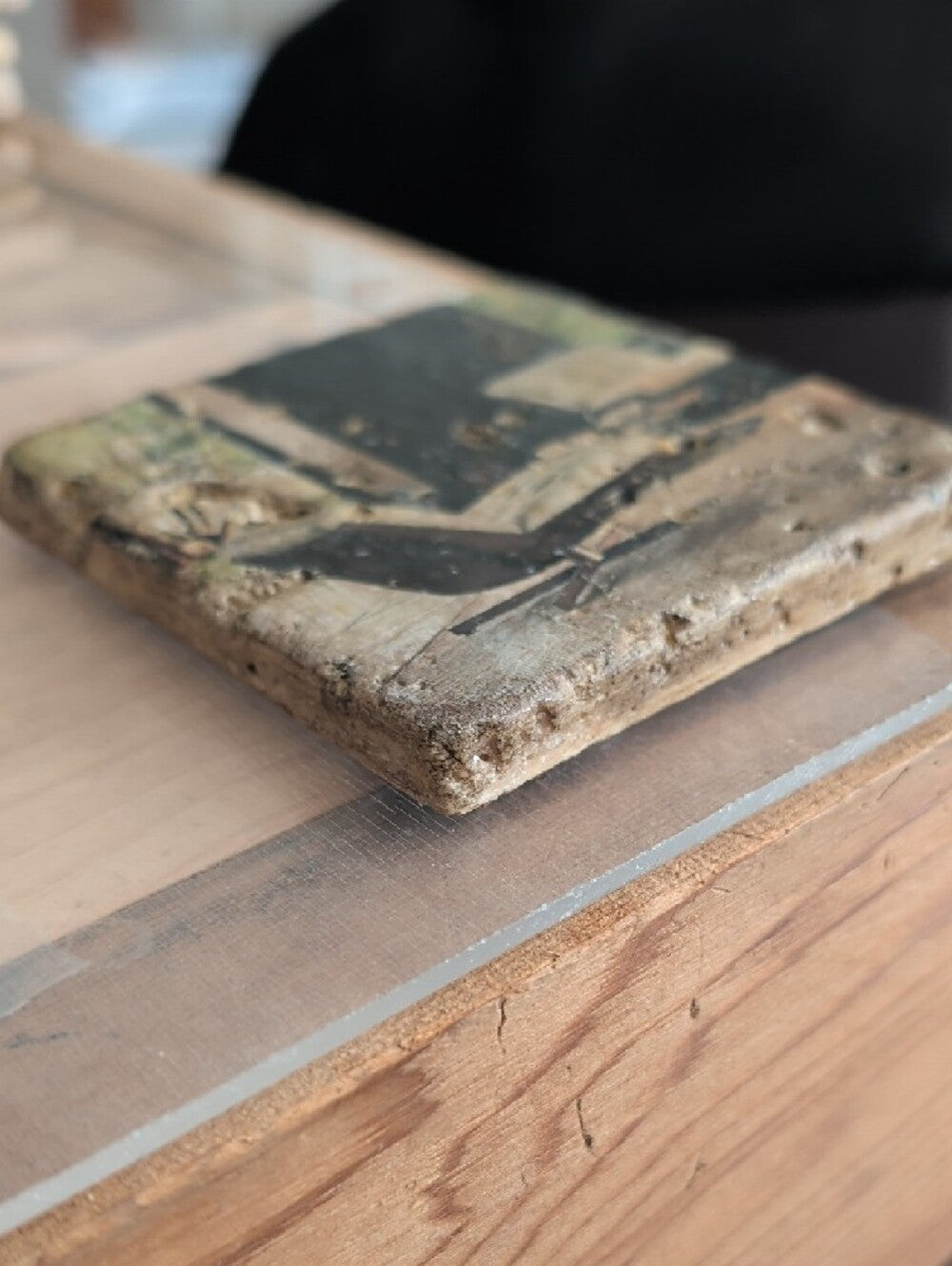 Vintage Living Room Art Coaster in Brown and Beige - Handcrafted