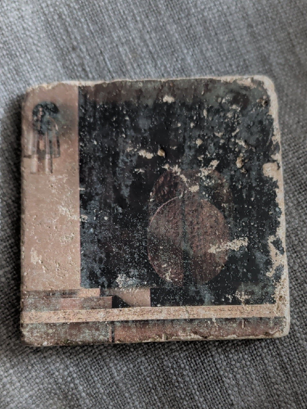 Modern Abstract Home Art Stone Coaster - Black and Brown Handcrafted
