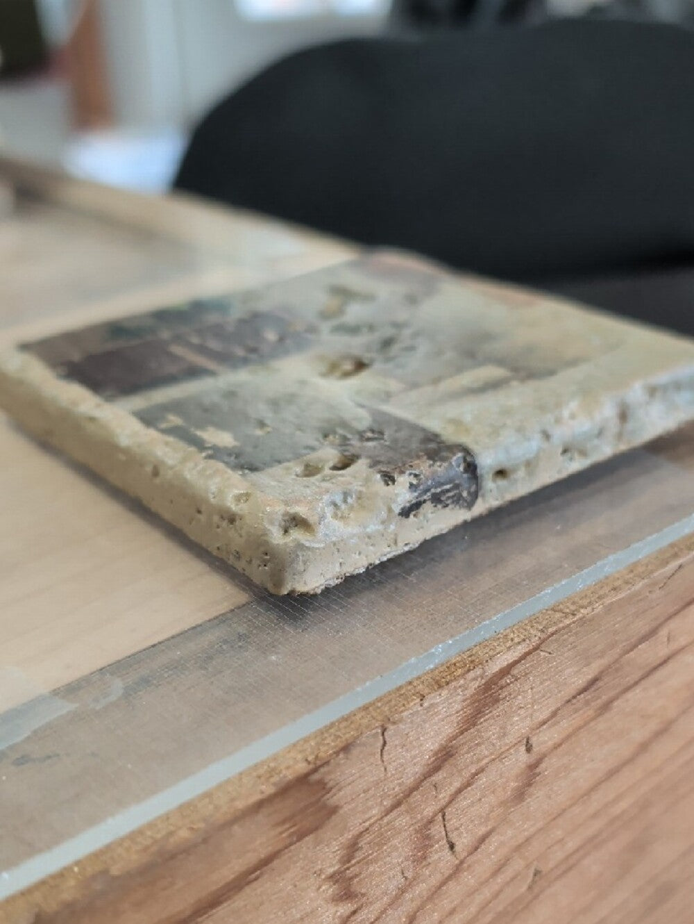 Home Art Distressed Beige Decorative Stone Coaster - Handcrafted