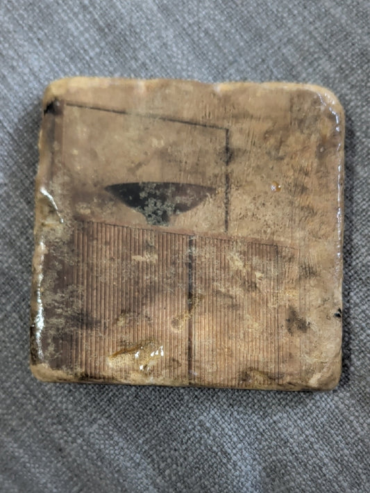Vintage Beige Stone MCM Coaster - Handcrafted