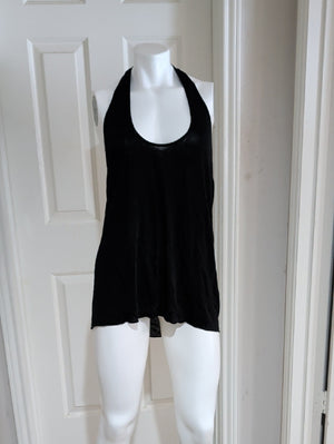 BeBe Sheer Black Racerback Tank Top Low Back Women's M/L