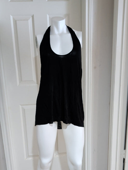 BeBe Sheer Black Racerback Tank Top Low Back Women's M/L
