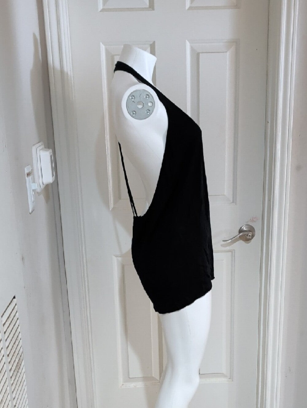 BeBe Sheer Black Racerback Tank Top Low Back Women's M/L