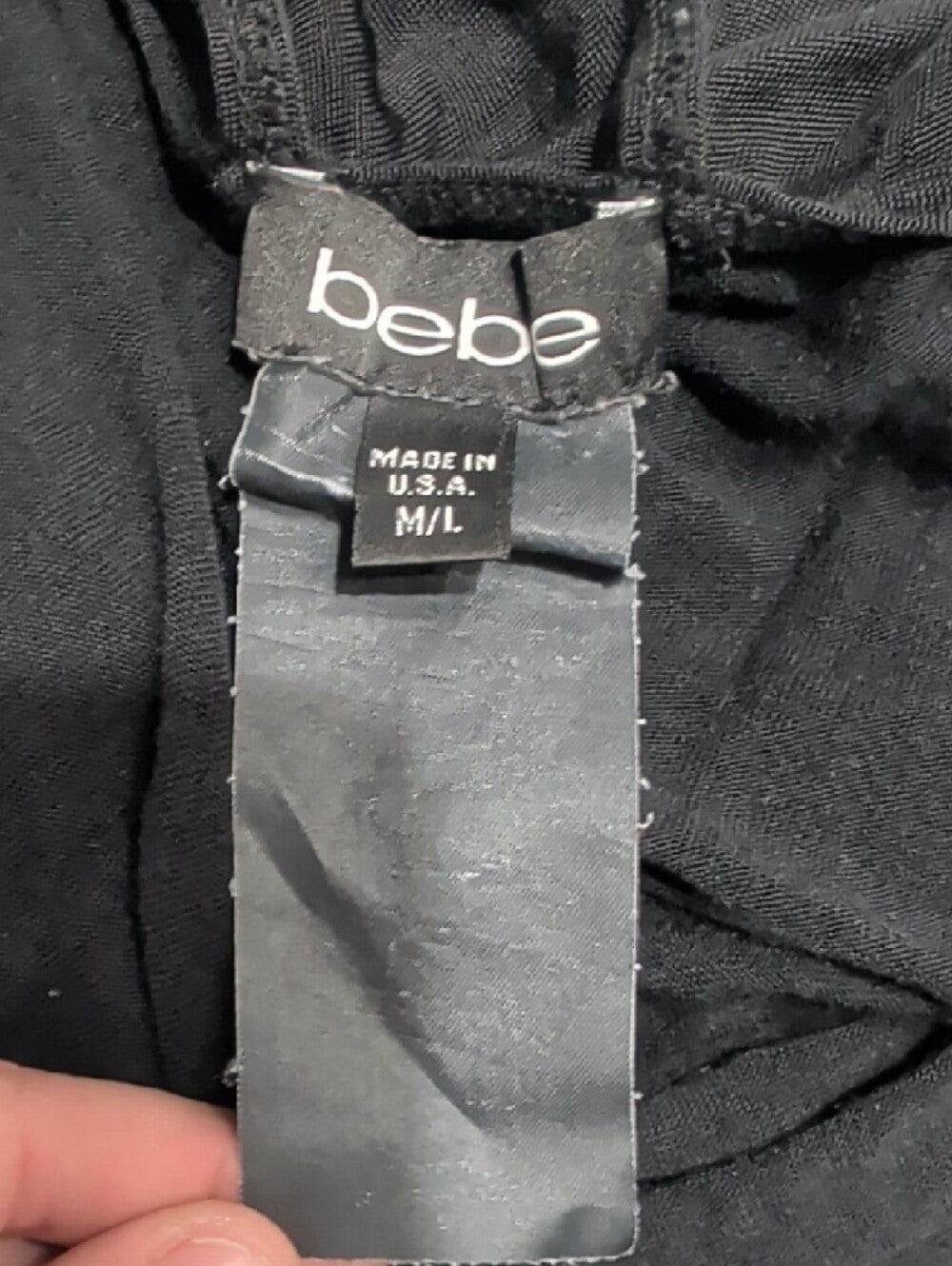 BeBe Sheer Black Racerback Tank Top Low Back Women's M/L