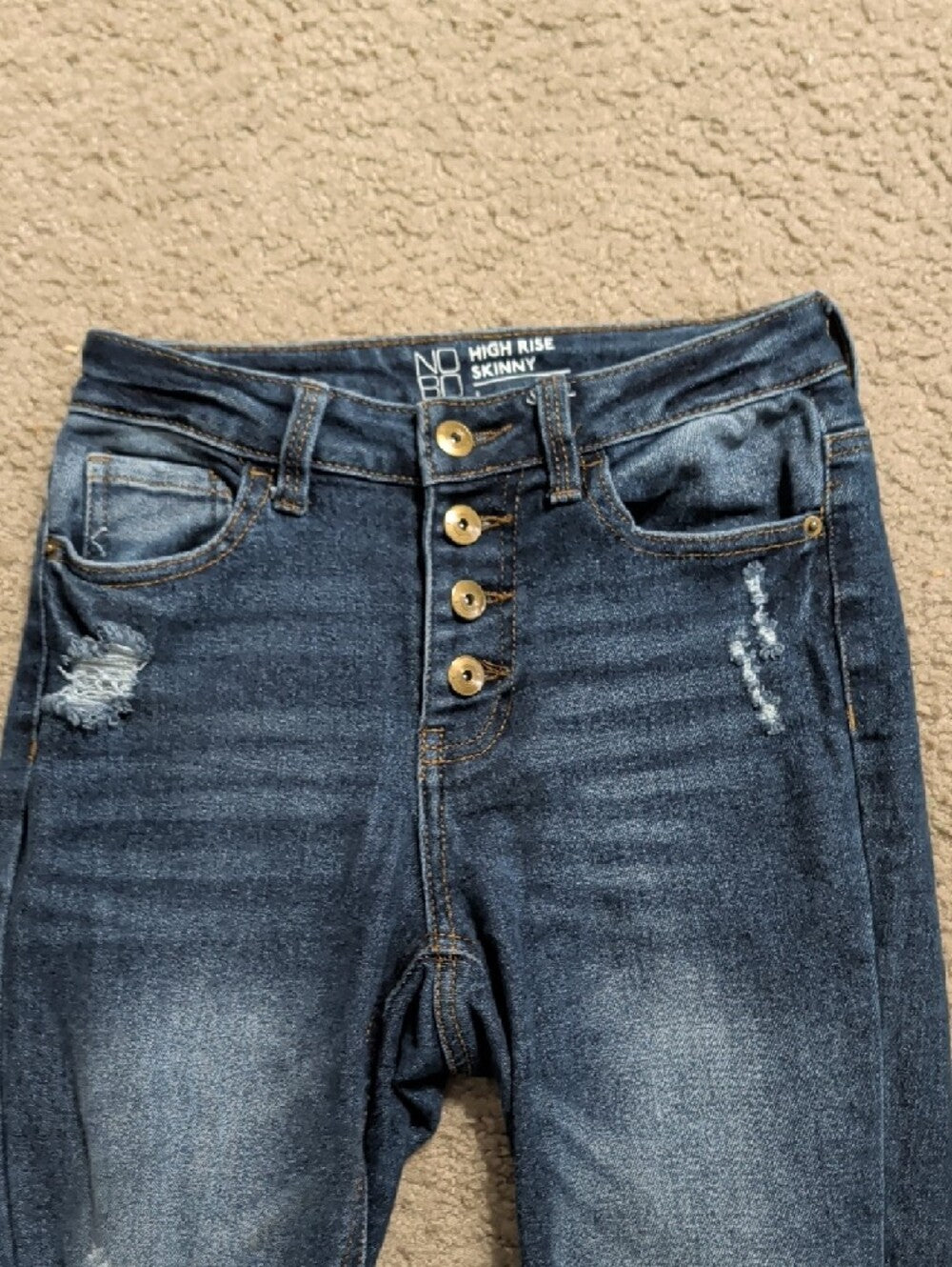 NOBO Dark Blue Distressed High-Rise Skinny Jeans Women's 1