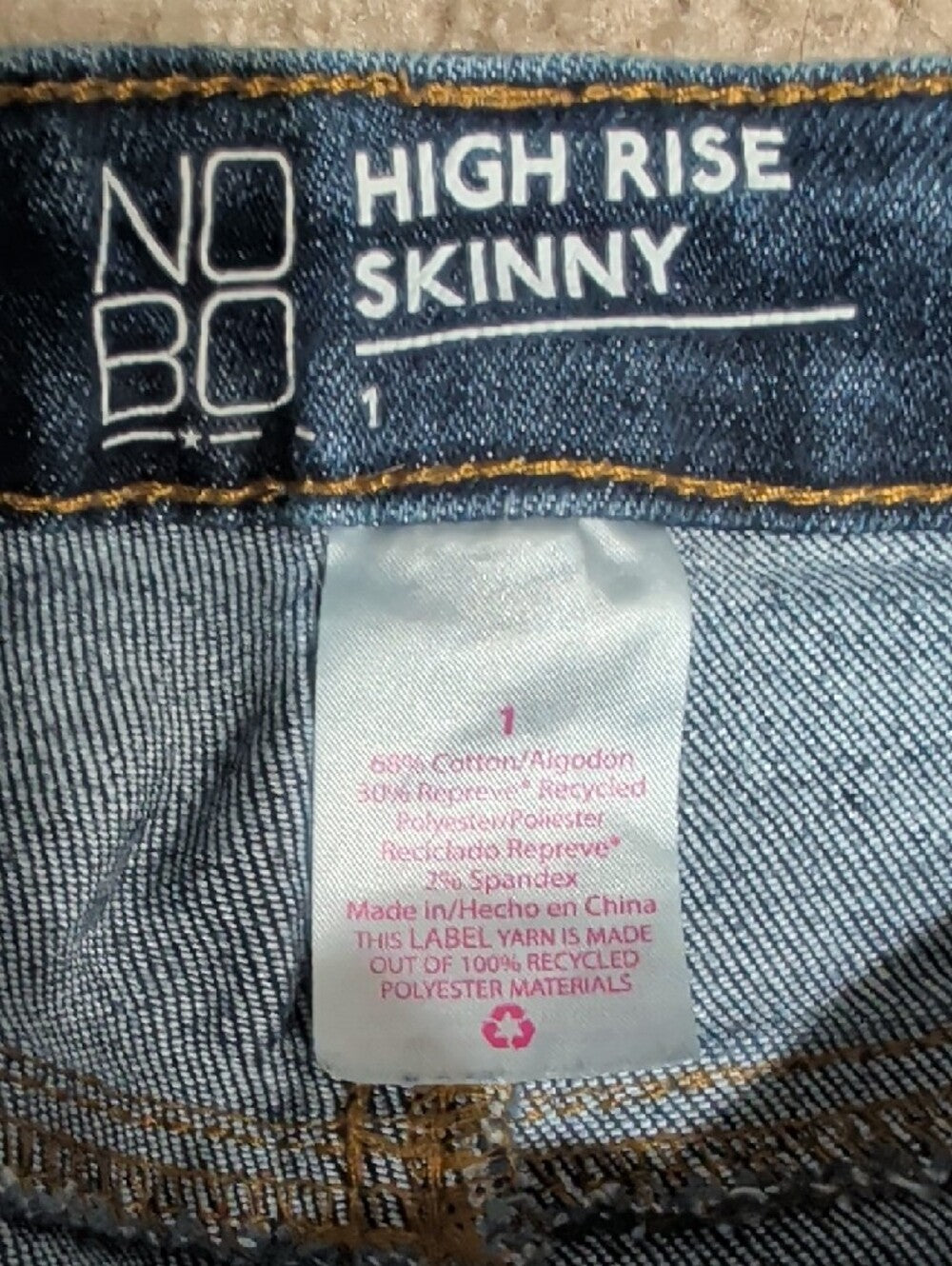 NOBO Dark Blue Distressed High-Rise Skinny Jeans Women's 1