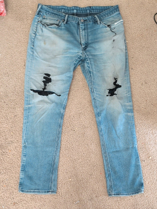 Vintage Levi's 511 Light Blue Distressed Slim Straight Jeans 38x32