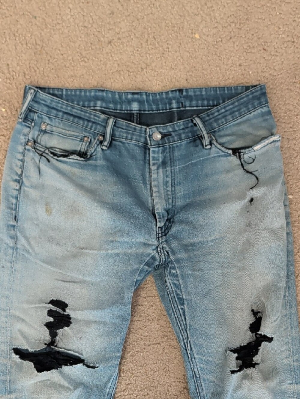 Vintage Levi's 511 Light Blue Distressed Slim Straight Jeans 38x32