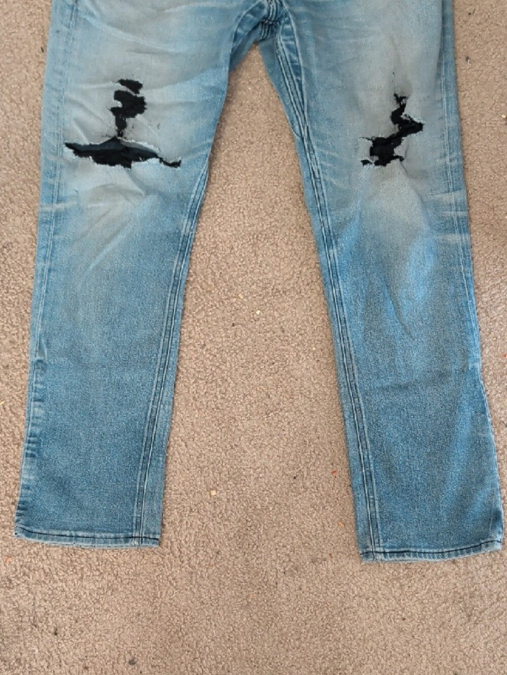 Vintage Levi's 511 Light Blue Distressed Slim Straight Jeans 38x32