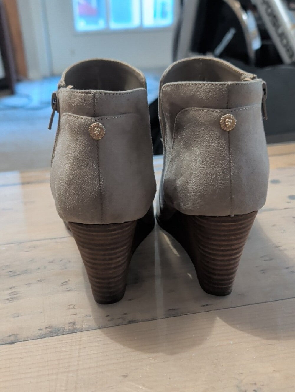 Anne Klein Faux Suede Wedge Ankle Boot - Taupe Women's 7