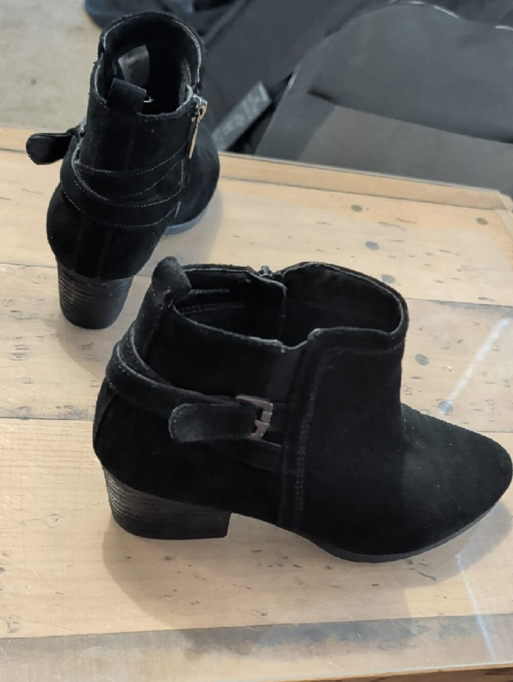 Blondo Black Suede Ankle Booties with Buckle Detail Women's 8.5