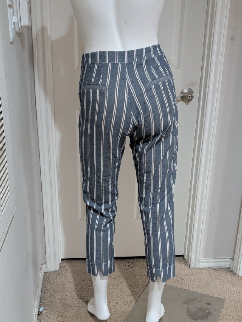 John Galt Striped Cropped Women's Pants - Blue XS/S