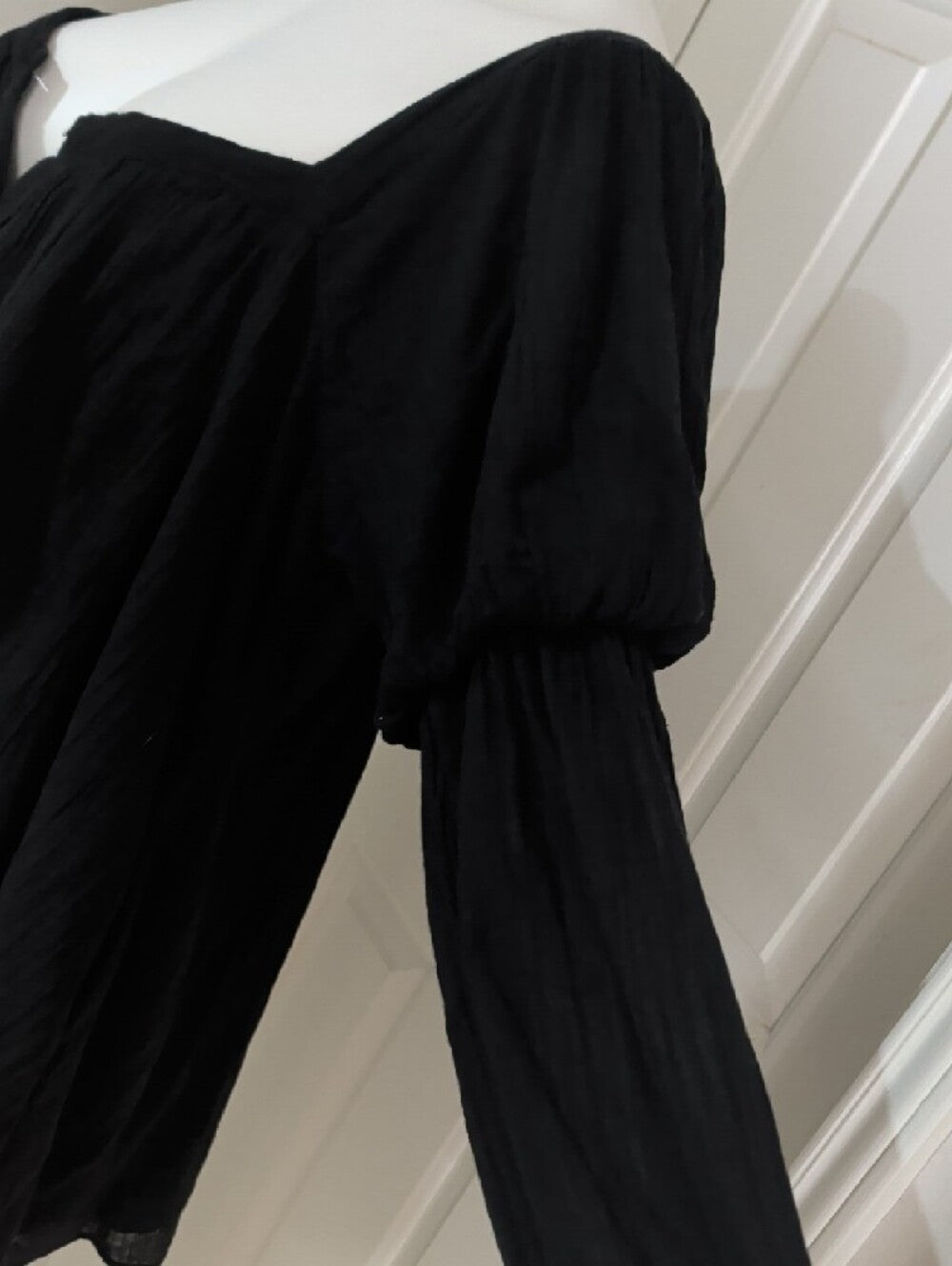 Free People Black Button-Front Peasant Dress Women's Medium