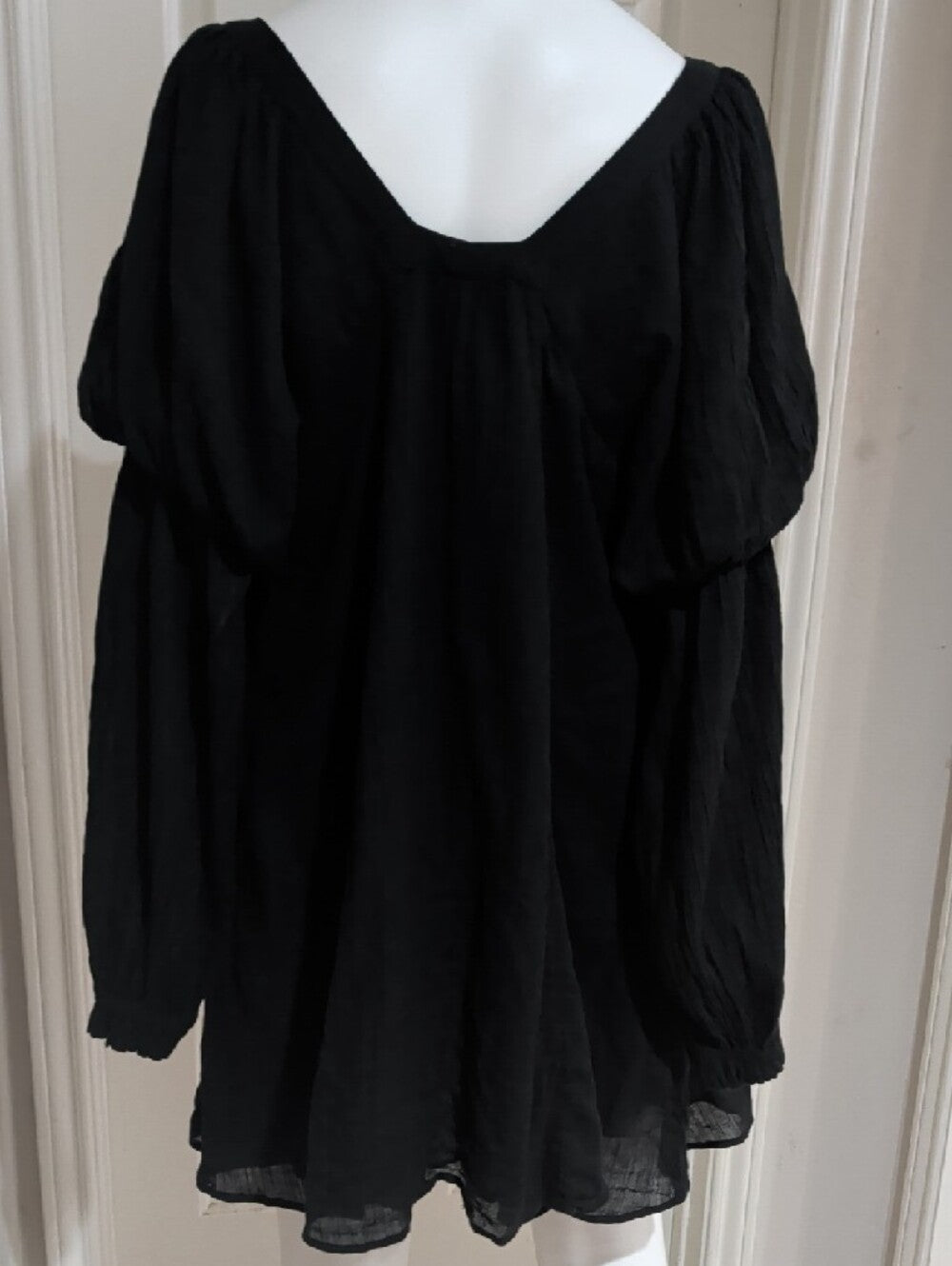 Free People Black Button-Front Peasant Dress Women's Medium