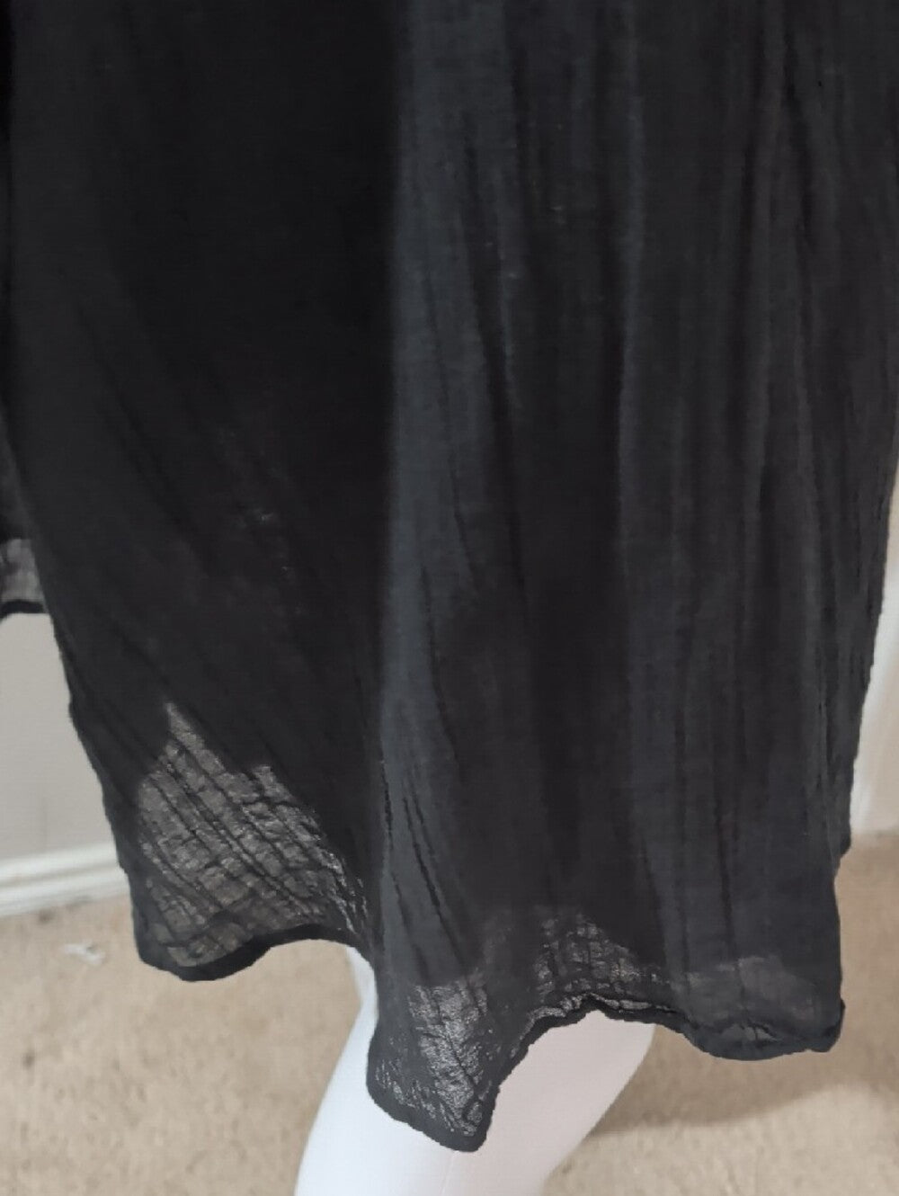 Free People Black Button-Front Peasant Dress Women's Medium