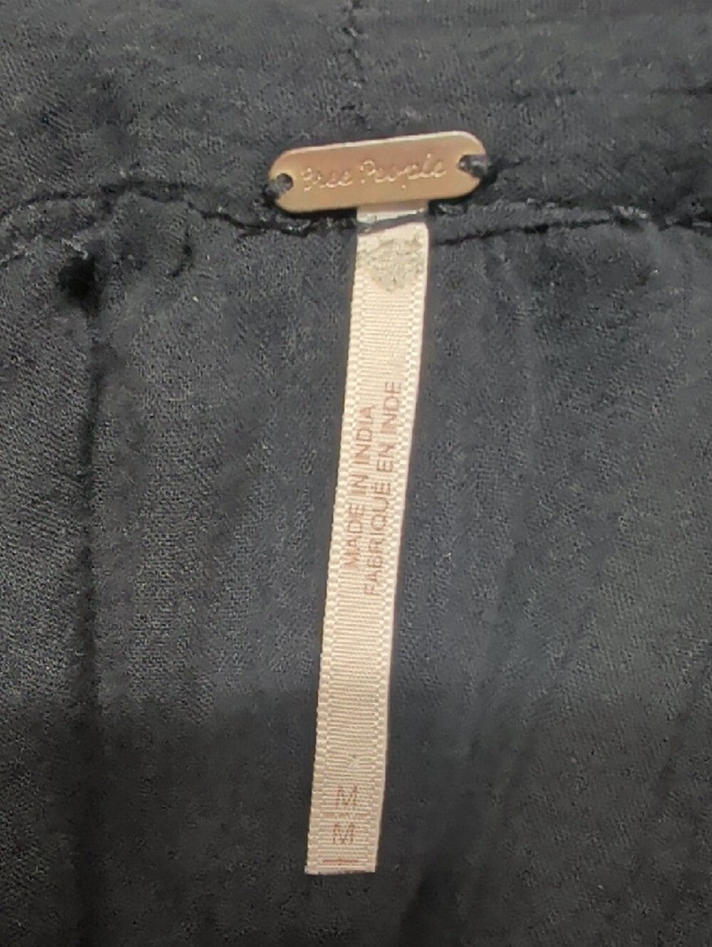 Free People Black Button-Front Peasant Dress Women's Medium