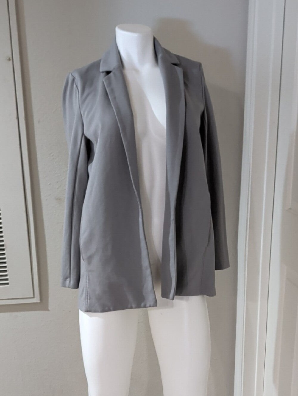 Eileen Fisher Light Gray Open Front Blazer XS
