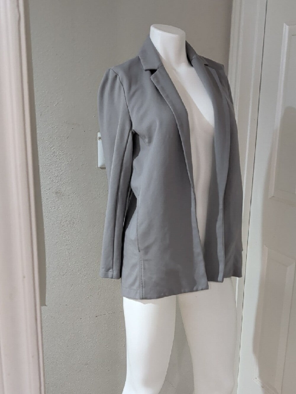 Eileen Fisher Light Gray Open Front Blazer XS